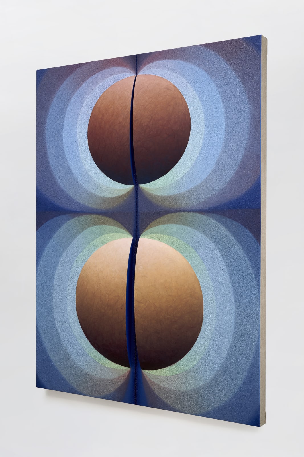 Loie Hollowell, Split orbs in blue, green and orange, 2020
