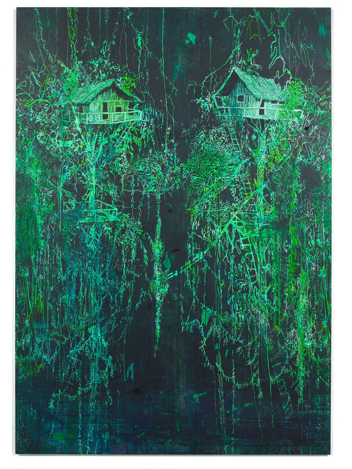 Michael Raedecker, parallel visitation, 2021