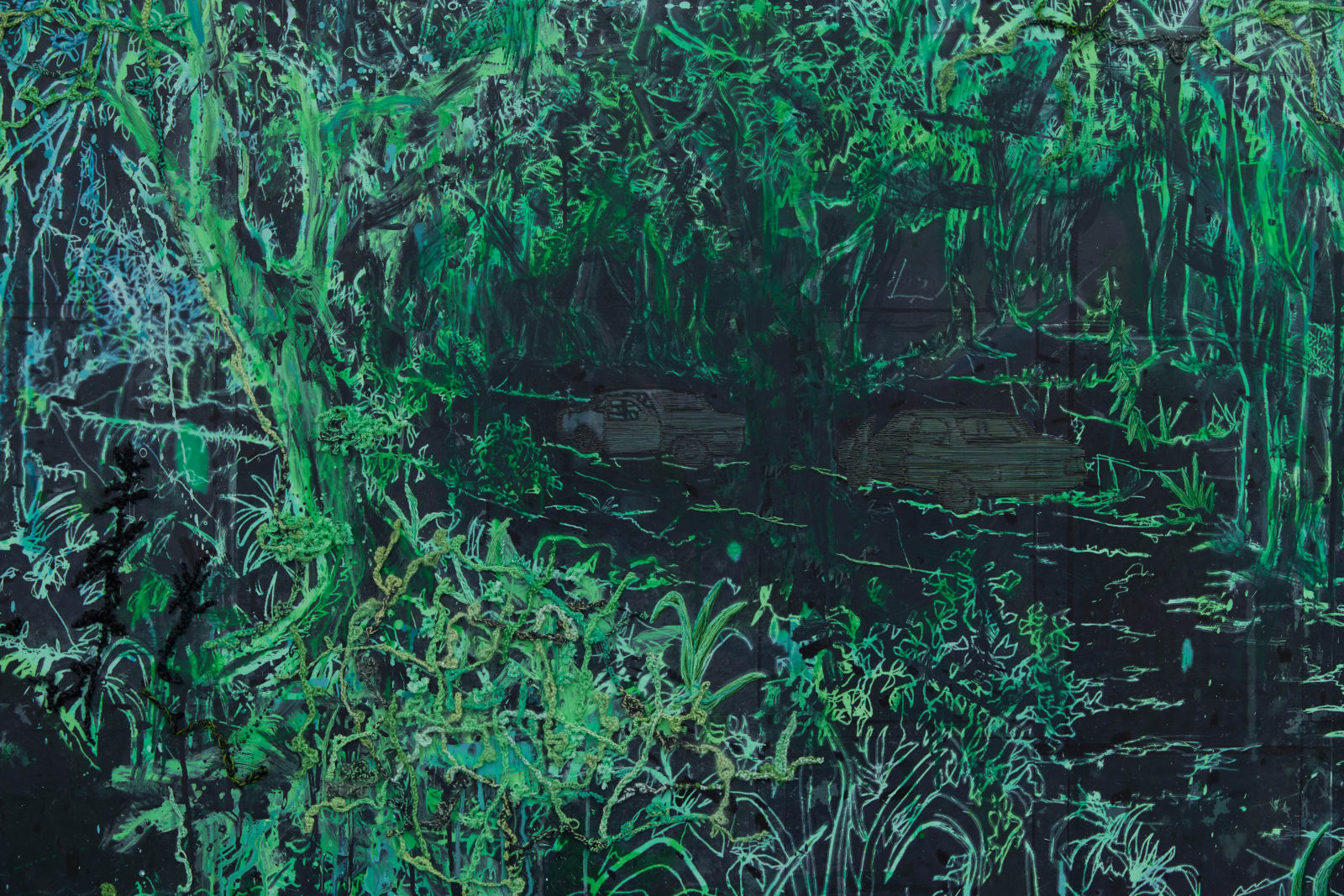 Michael Raedecker, seven directions, 2021