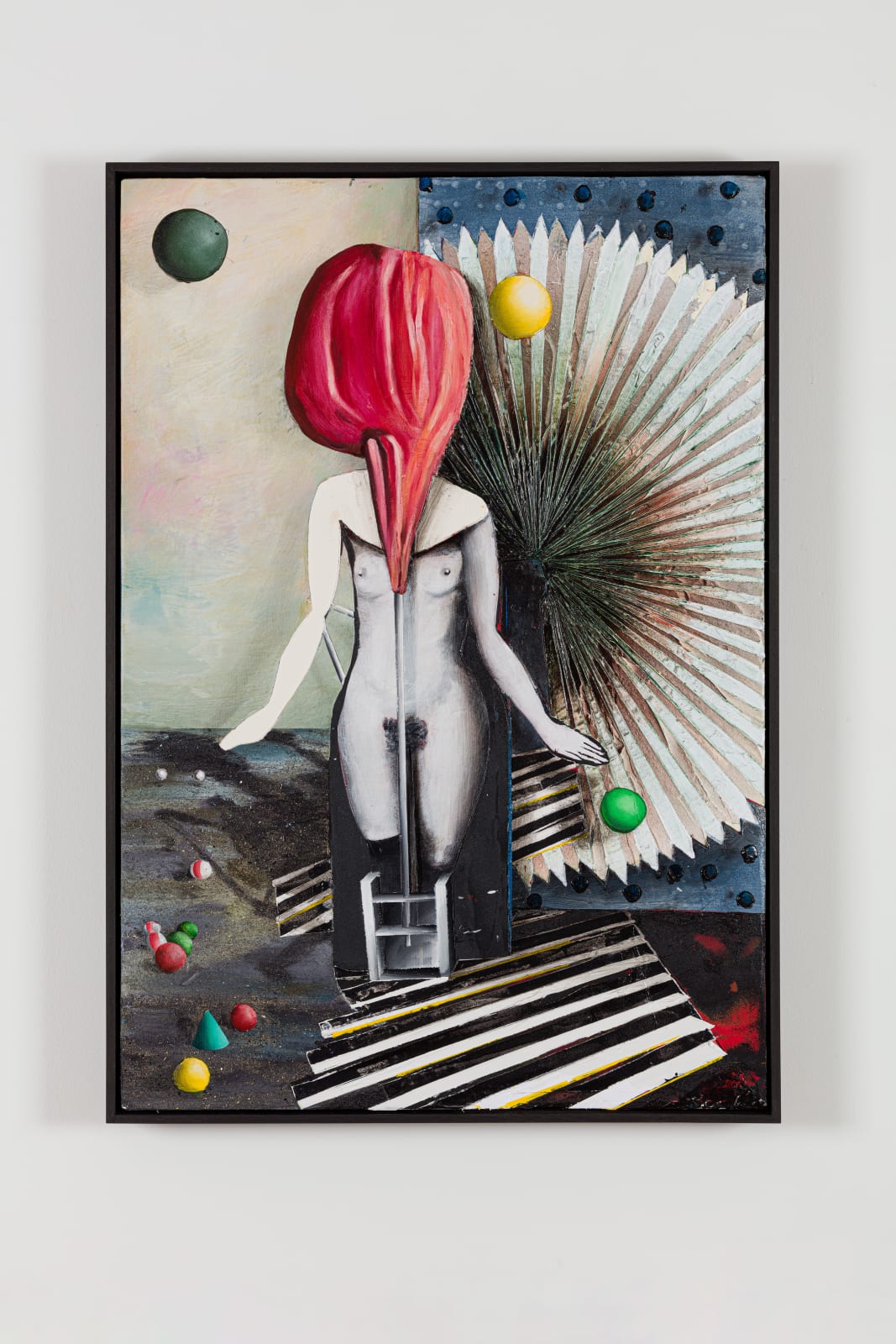 A mixed media piece of abstract scene.