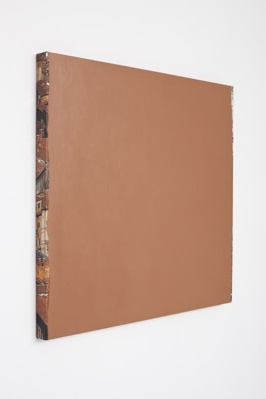 Brown acrylic paint on a canvas.