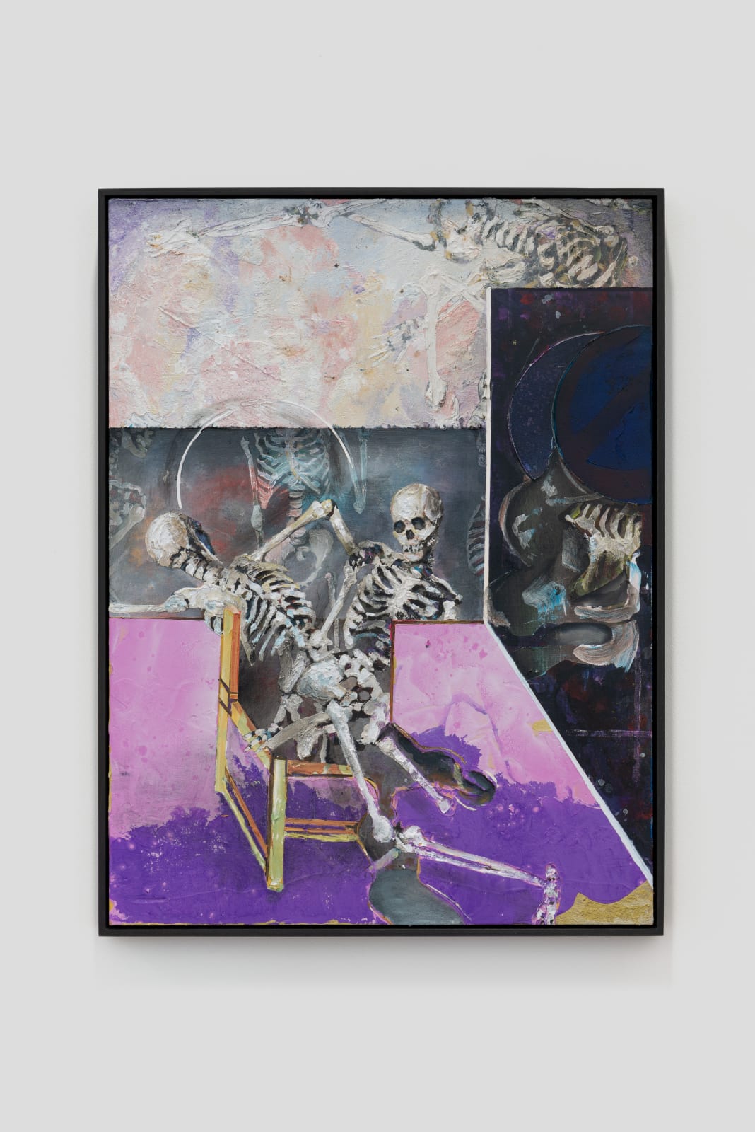 A mixed media piece of abstract scene.