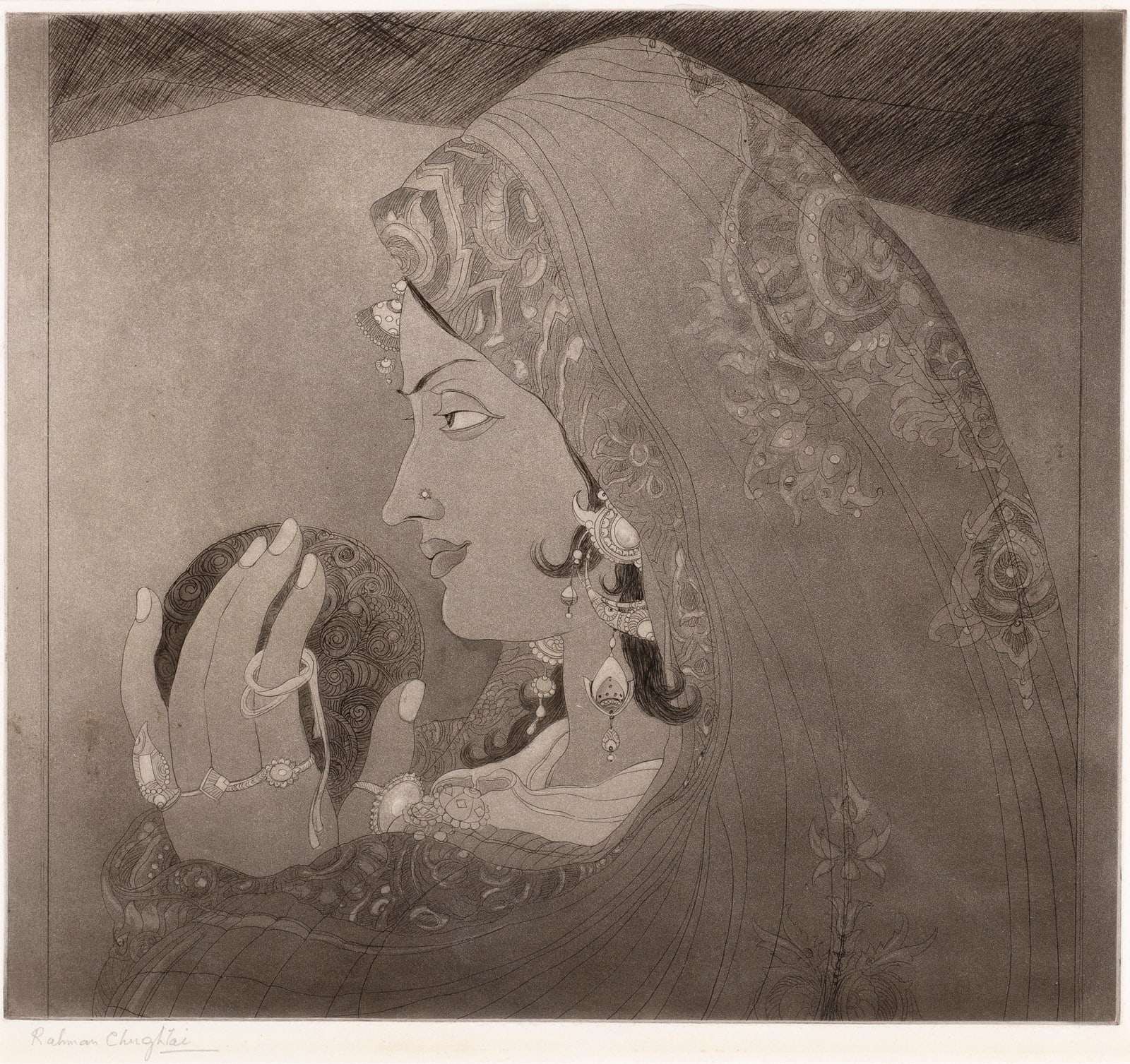 Abdur Rahman Chughtai, The Punjabi Maiden, Circa 1950s