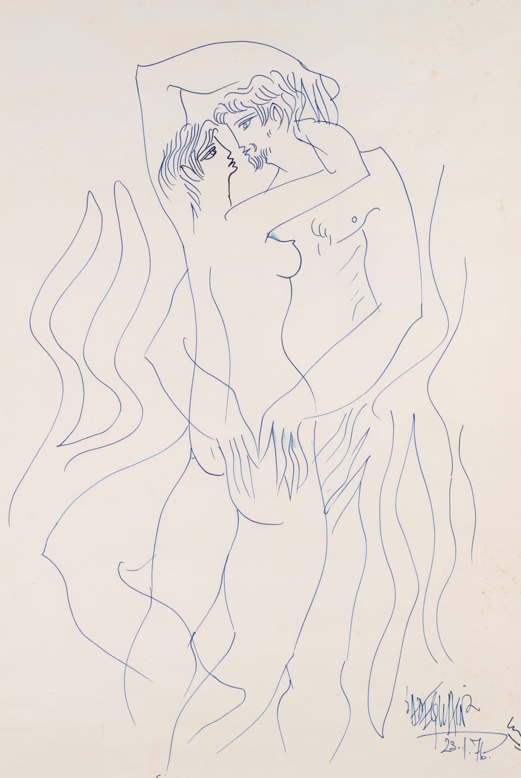Syed Sadequain, Untitled (Couple Embracing), 1976