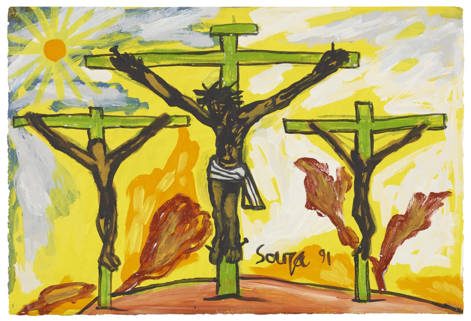 Francis Newton Souza, Crucifixion (With Sun), 1991