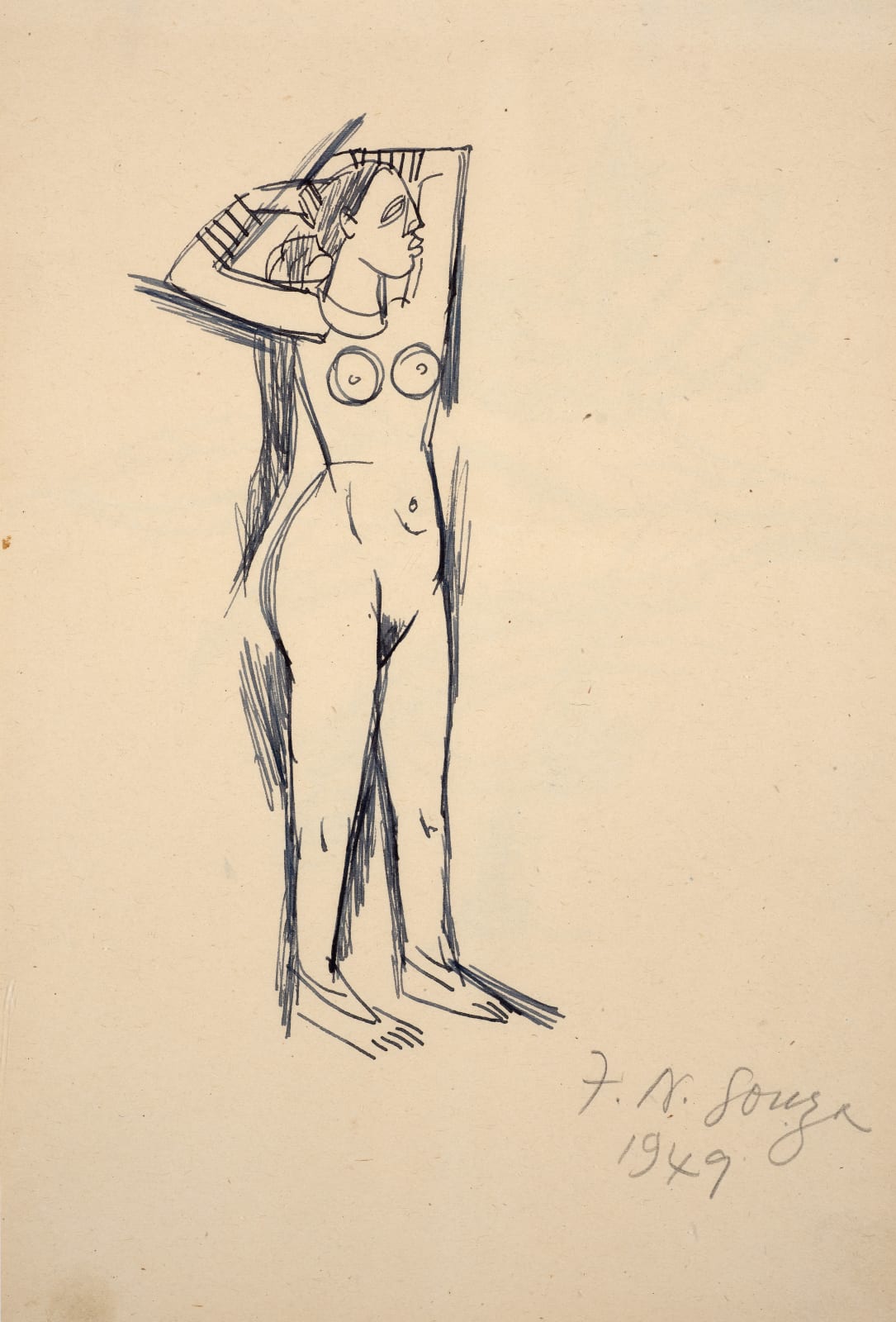Francis Newton Souza, Untitled (Standing Nude), 1949