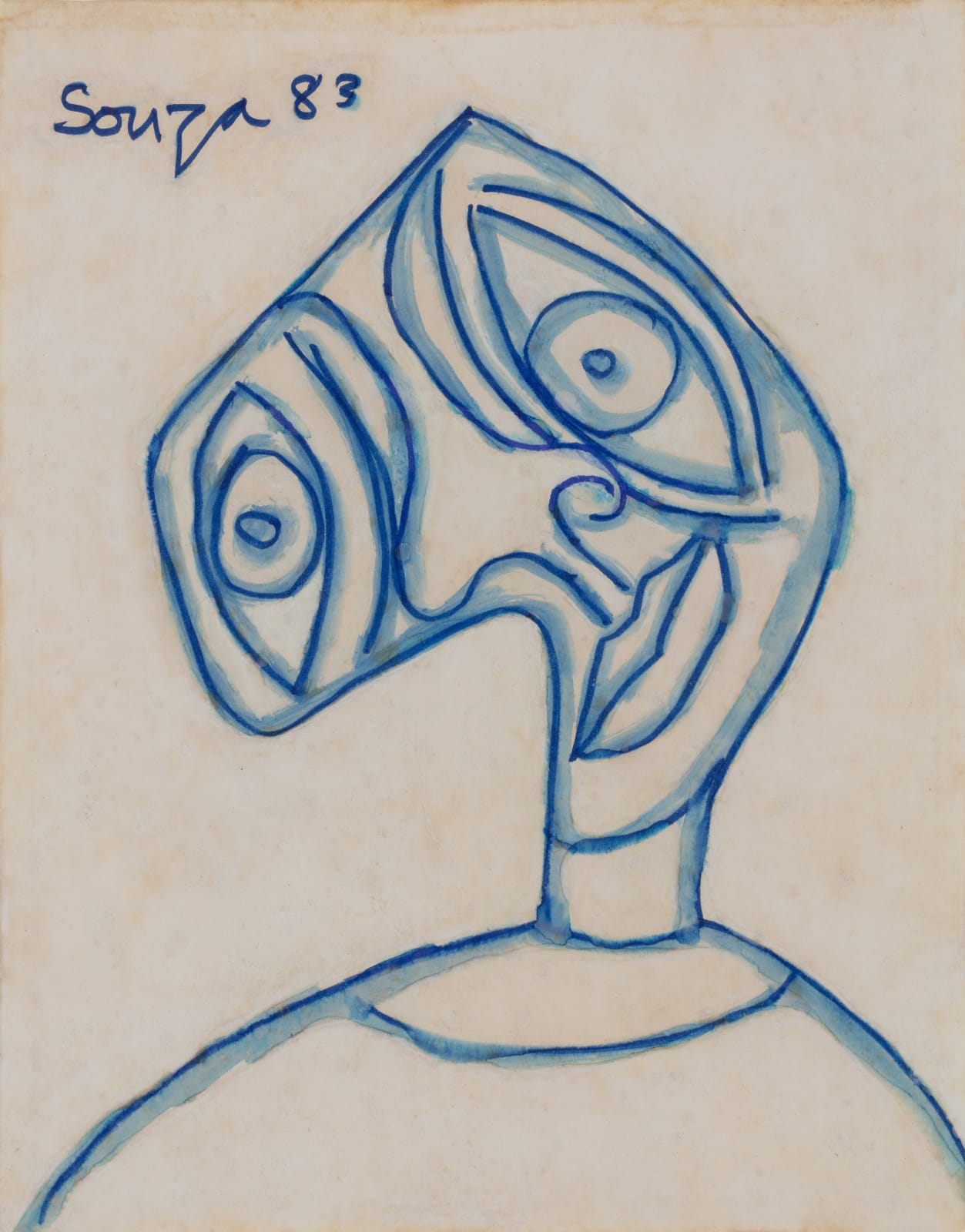 Francis Newton Souza, Untitled (Abstracted face), 1983