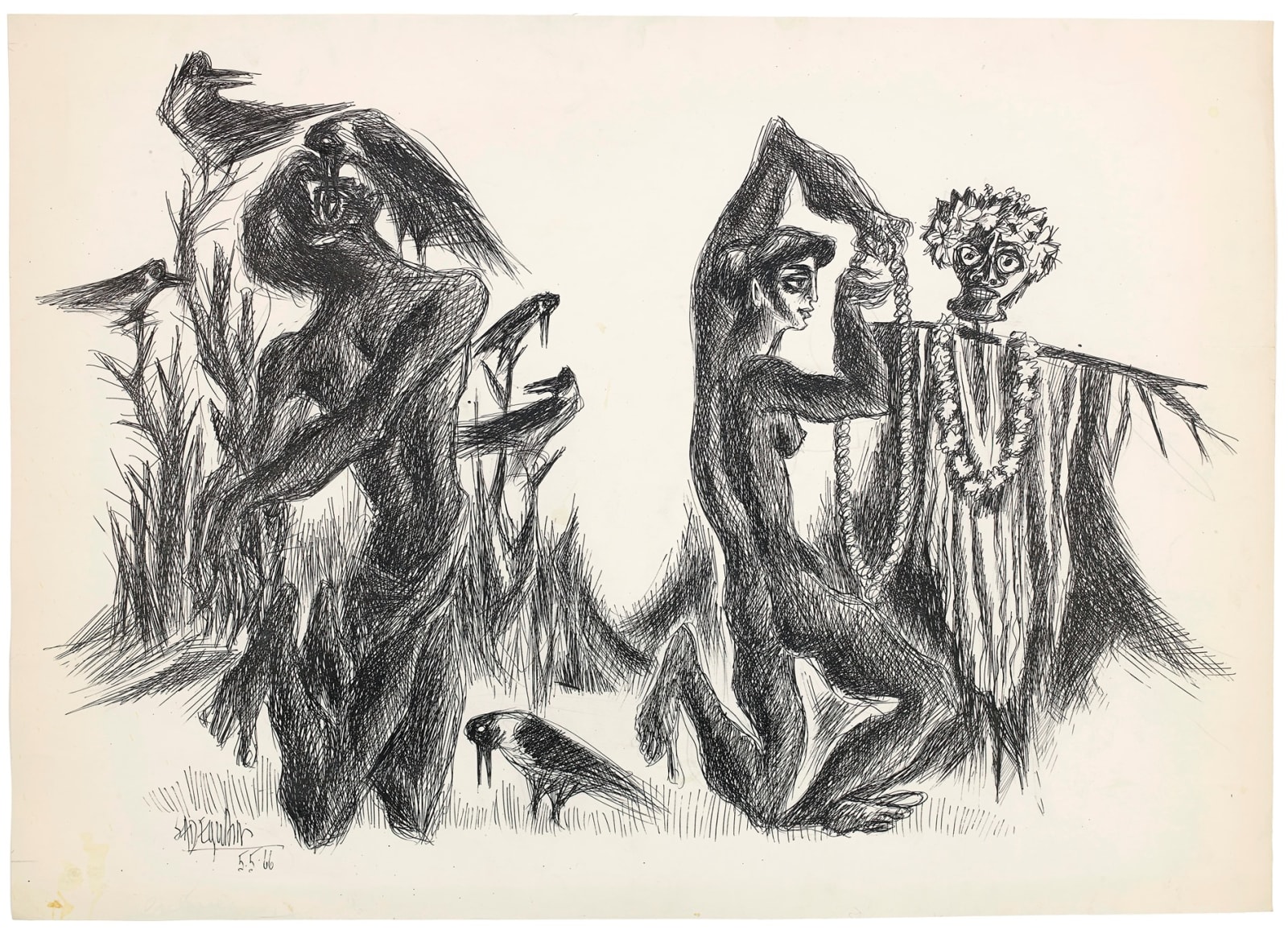 Syed Sadequain, The Webbed XIX, 1966