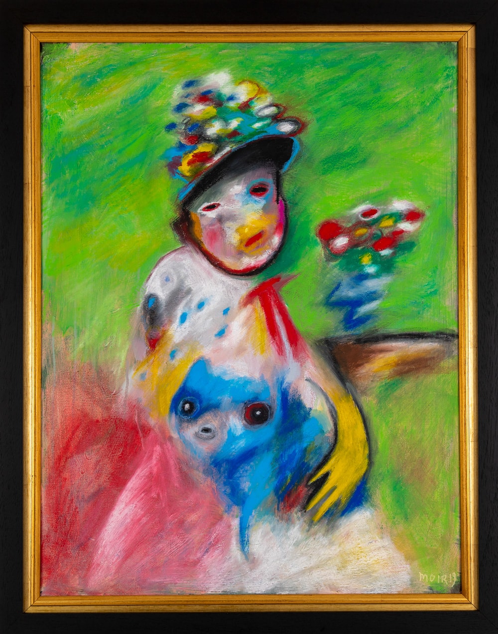 Jim Moir, Girl with Flowers and a Pig, 2019
