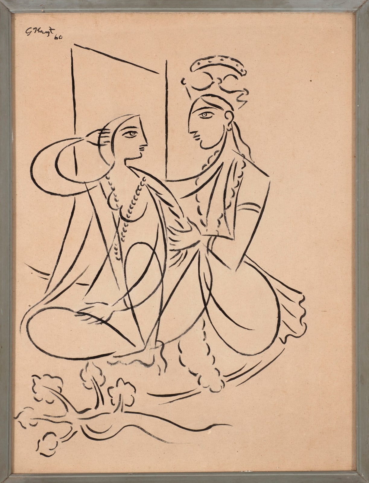 George Keyt, Untitled (Radha and Krishna), 1960