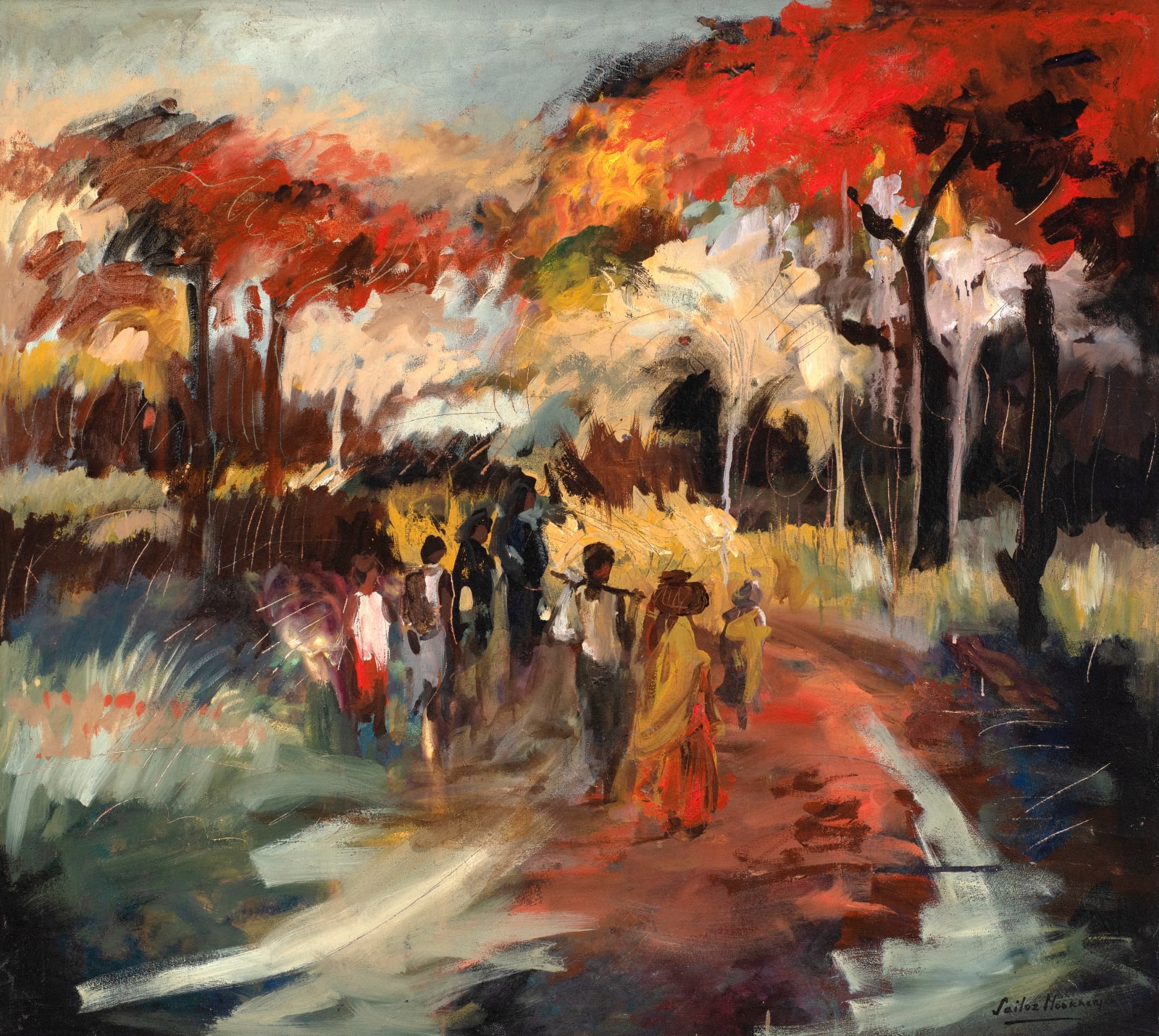 Sailoz Mukherjea, Untitled (Figures in a Forest), circa 1950s