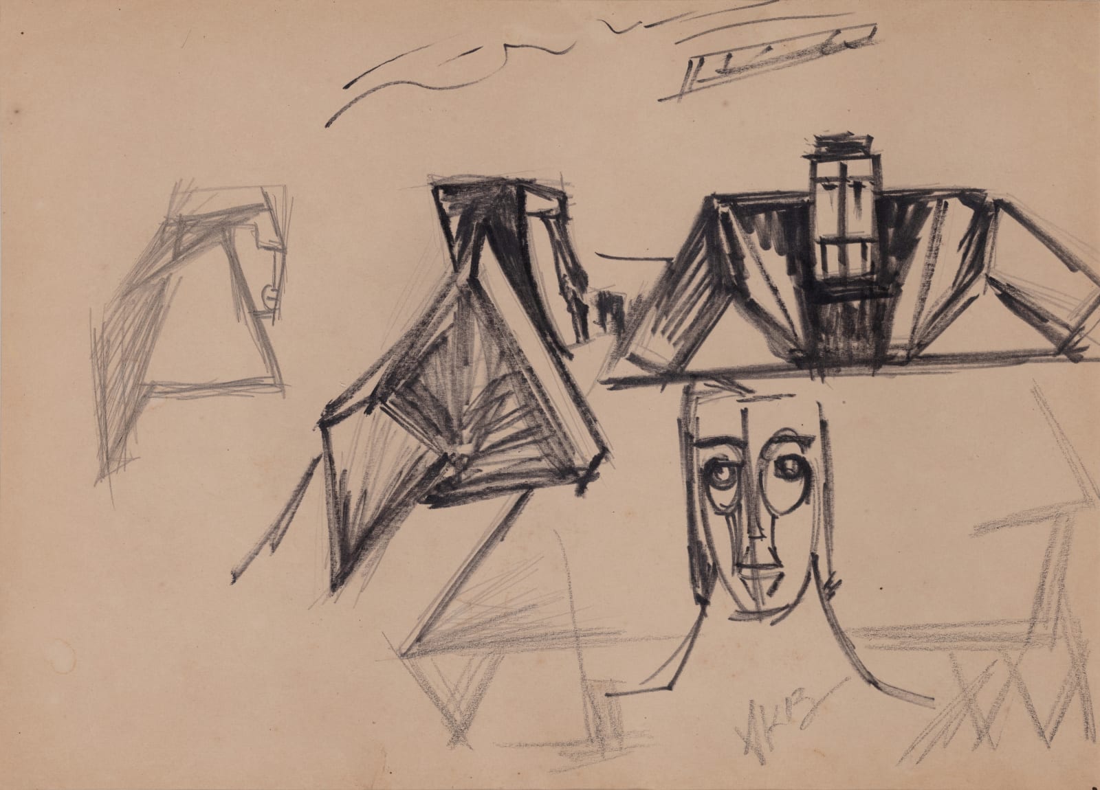 Sadanand K. Bakre, Untitled (Figurative Studies), 1952