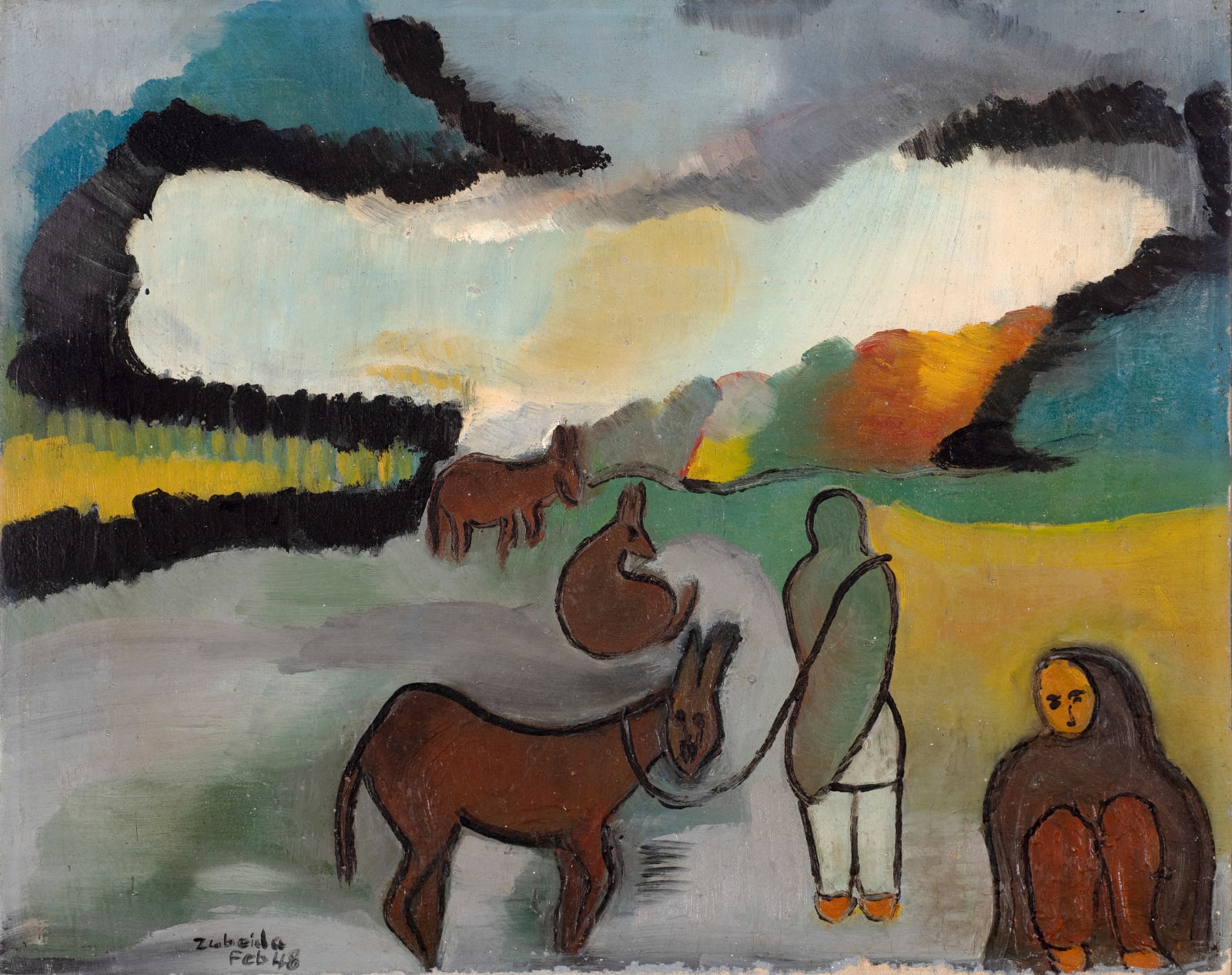 Zubeida Agha, Untitled (Peasants), 1948