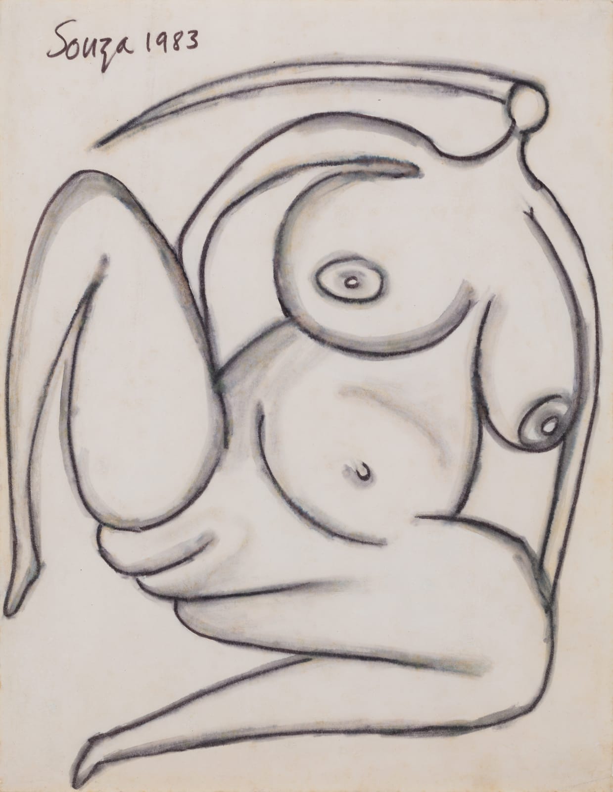 Francis Newton Souza, Untitled (Woman with small head), 1983