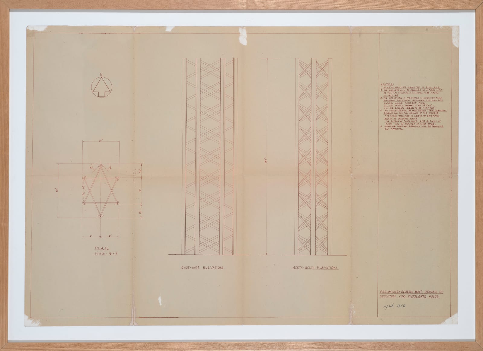 Rasheed Araeen, Preliminary General Arrgt Drawing of Sculpture for Woolgate House, 1968