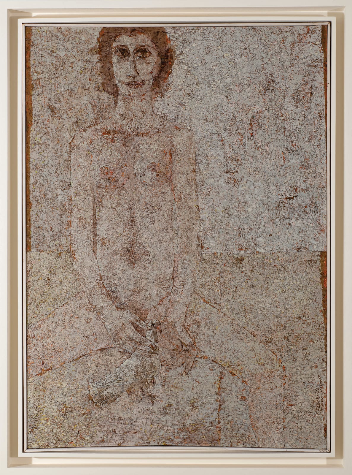 Jamil Naqsh, Untitled (Woman with Pigeon), 1974