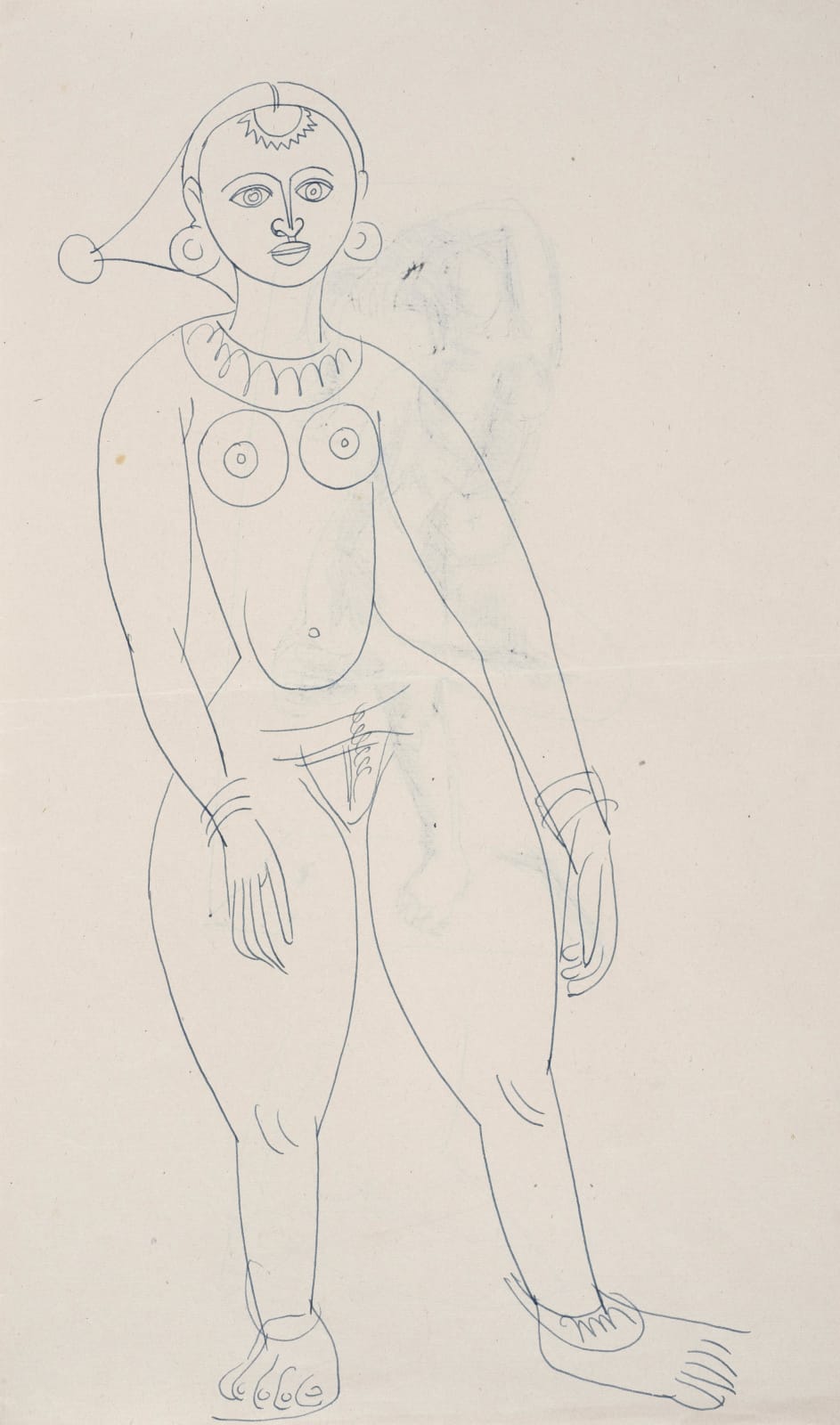 Francis Newton Souza, Untitled (Study for Girl with Goat) recto; Untitled (Dancing Figure) verso, 1949