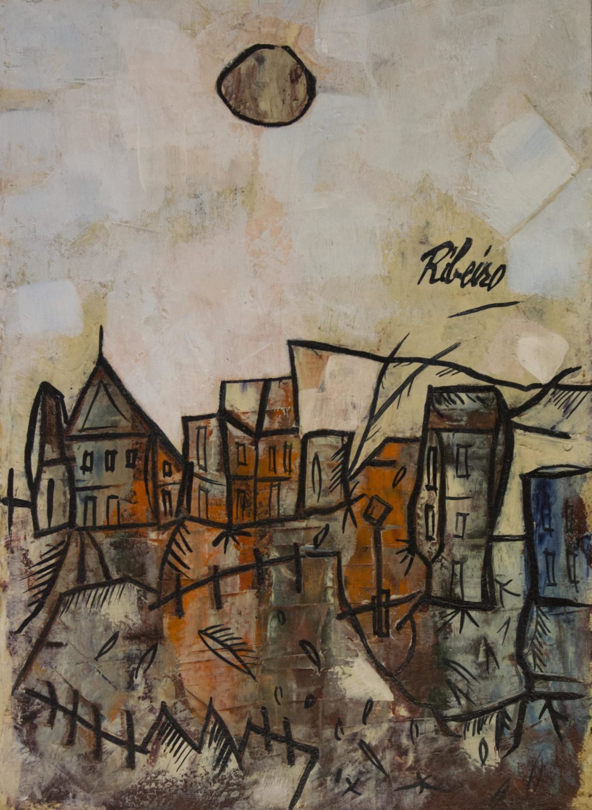 Lancelot Ribeiro, Untitled (Landscape with Yellow Sun), 1965