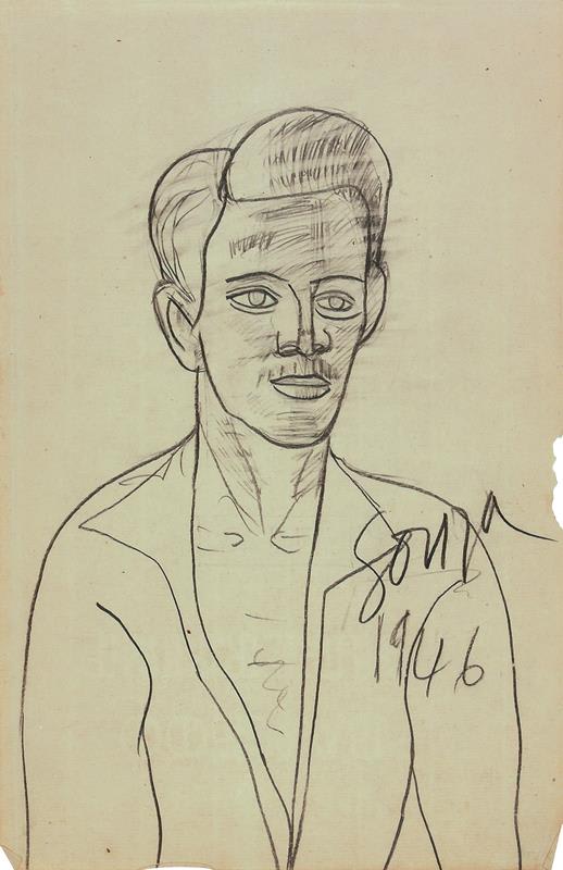 Francis Newton Souza, Untitled (Self Portrait aged 22), 1946
