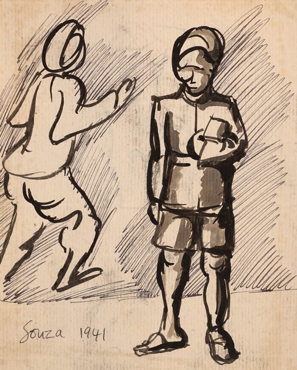 Francis Newton Souza, Untitled (Bearer) recto; Untitled verso, 1941