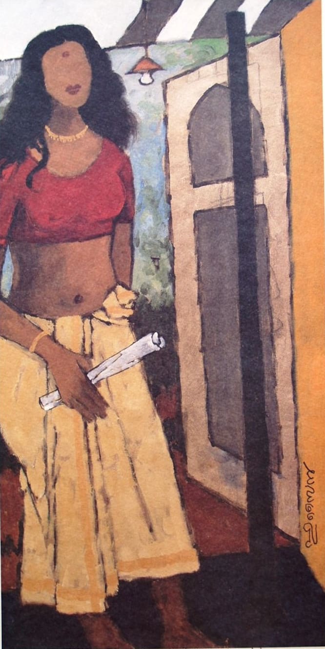 Maqbool Fida Husain, Hommage to Raja Ravi Varma (Folklore Kerala series), c. 2010