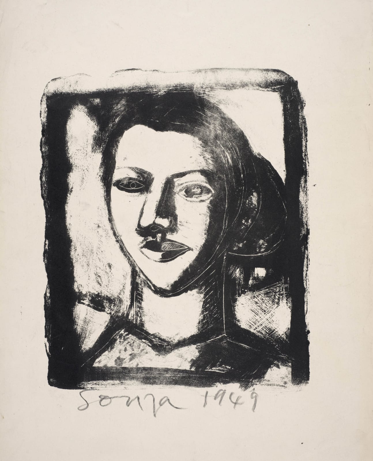 Francis Newton Souza, Untitled - (Head of a Woman), 1949