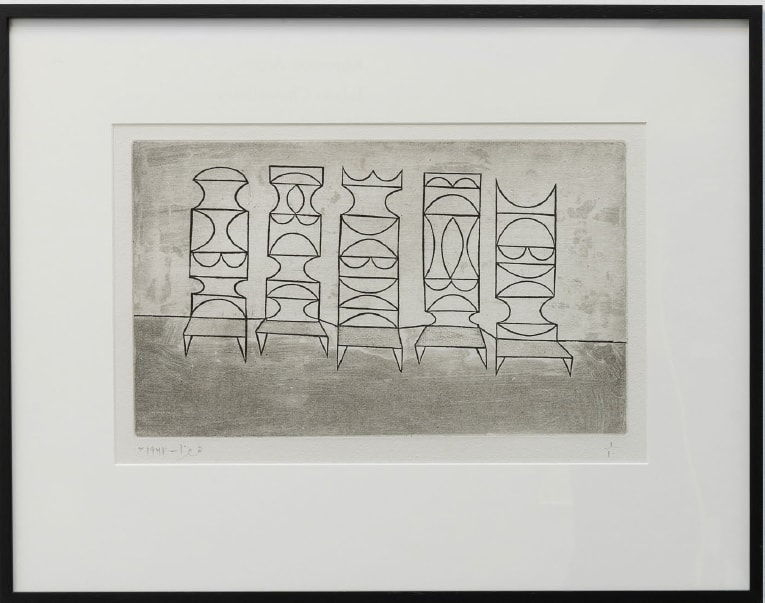 Anwar Jalal Shemza, Five Chairs, 1962