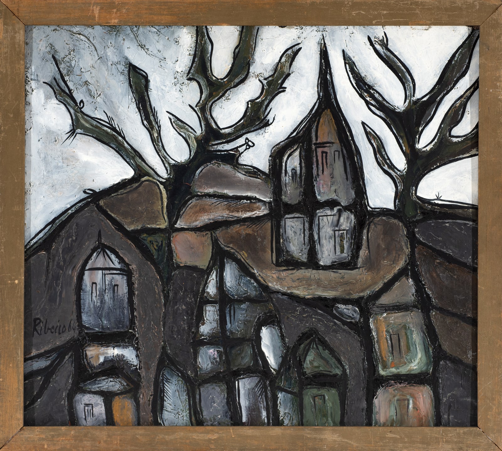 Lancelot Ribeiro, Landscape with Green Houses, 1964