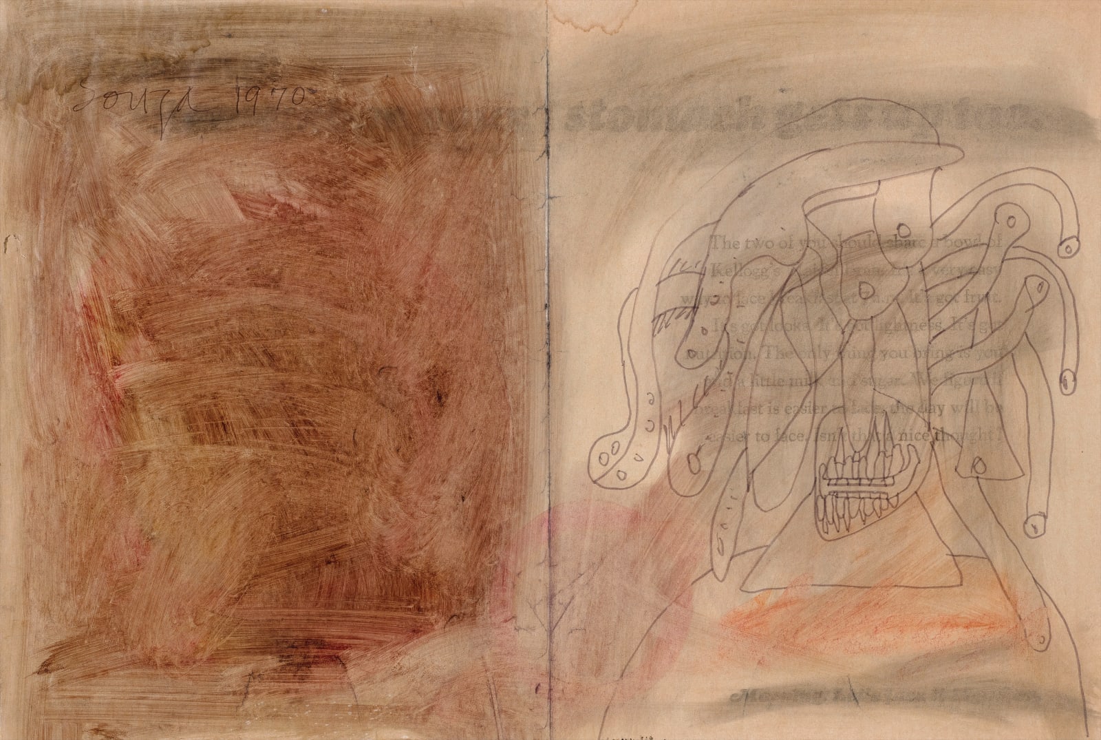 Francis Newton Souza, Untitled (Two Abstract Heads), 1970