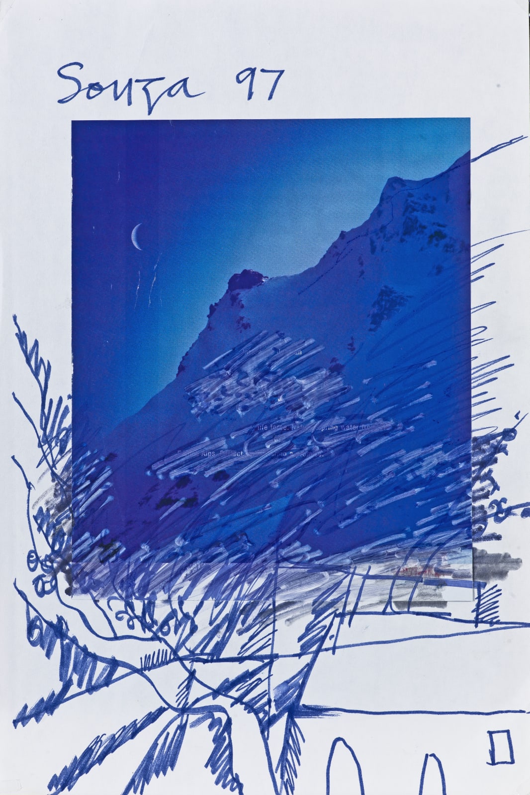 Francis Newton Souza, Untitled (Landscape with Collage and Chemical), 1997