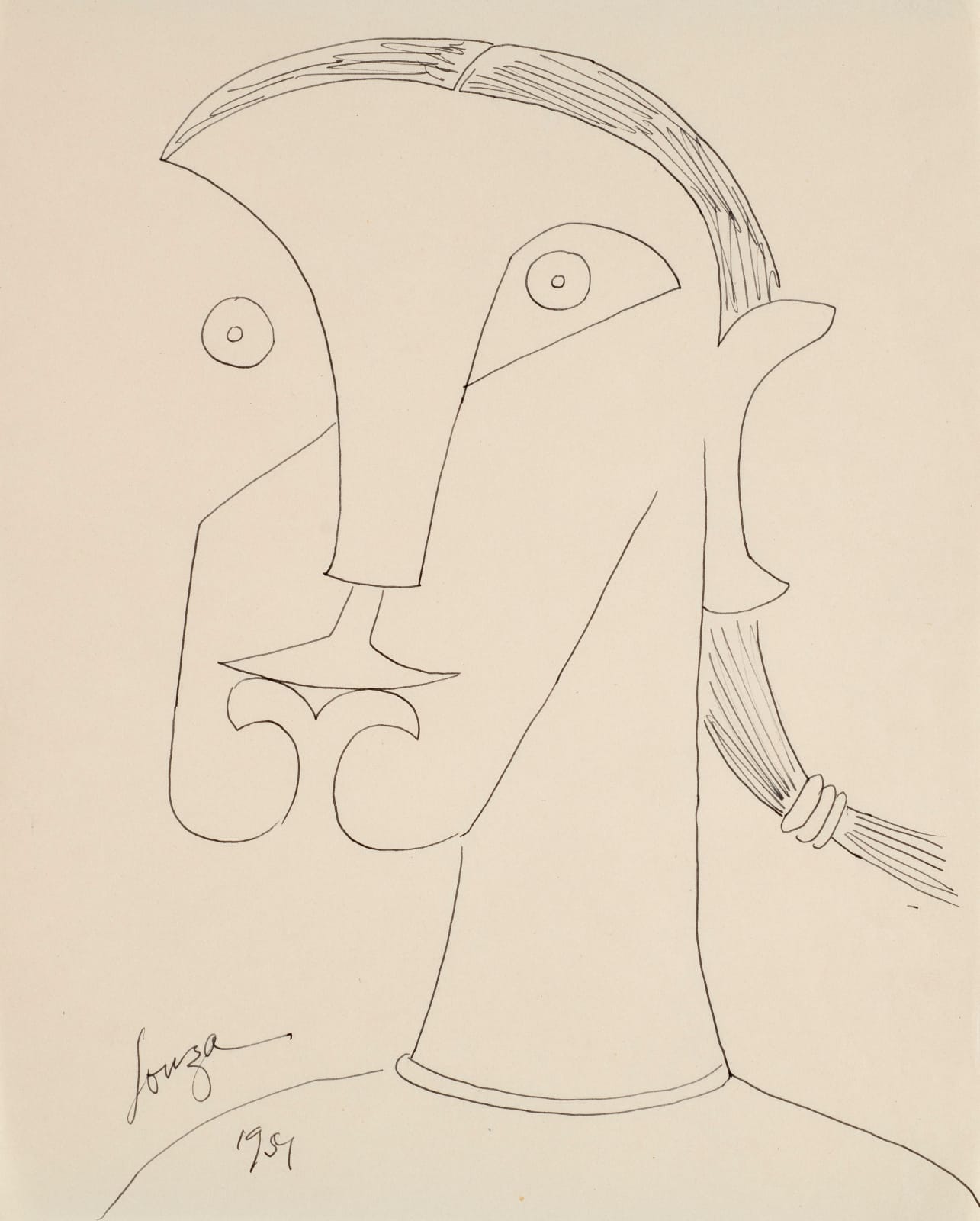 Francis Newton Souza, Untitled (Indian Woman with Ponytail), 1951