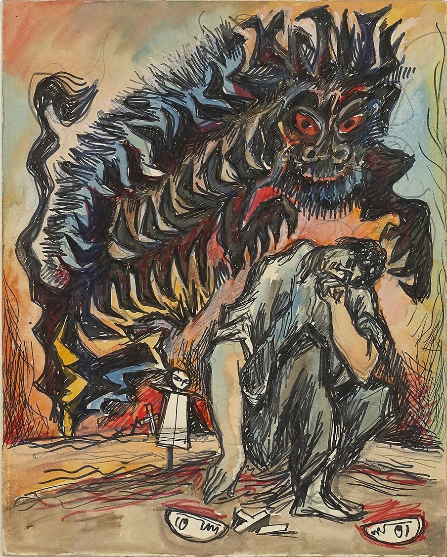 Syed Sadequain, Untitled (Meursault's Demon), 1966