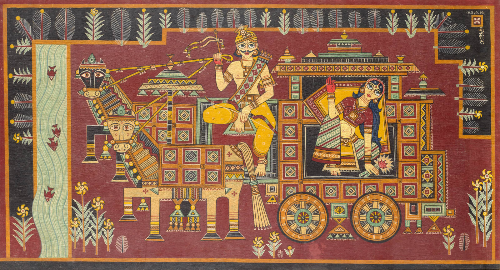 Khodidas Parmar, Untitled (Arjuna riding a chariot), 1953