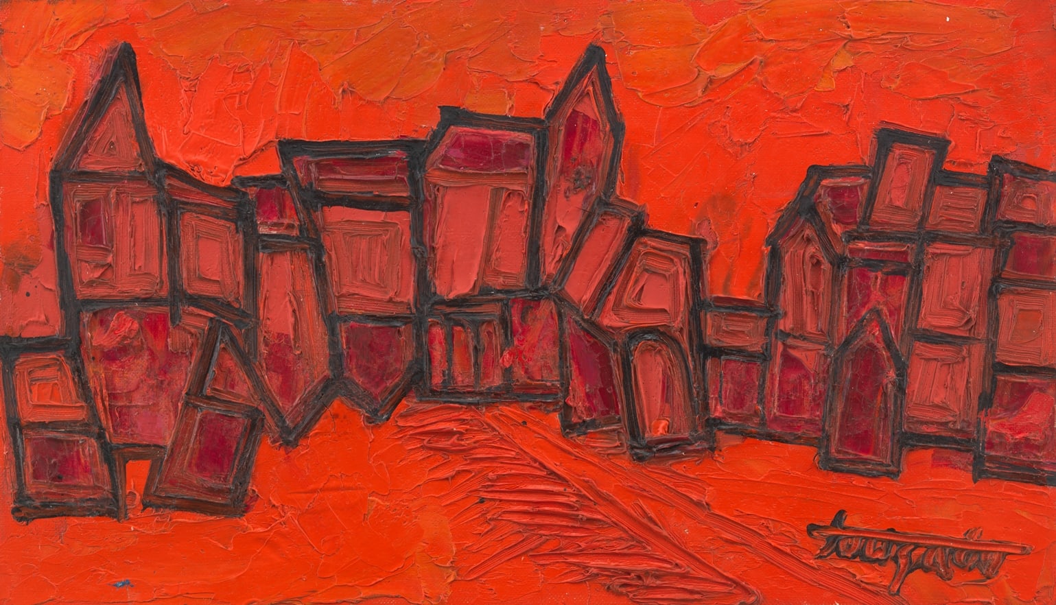 Francis Newton Souza, Red Landscape, 1960
