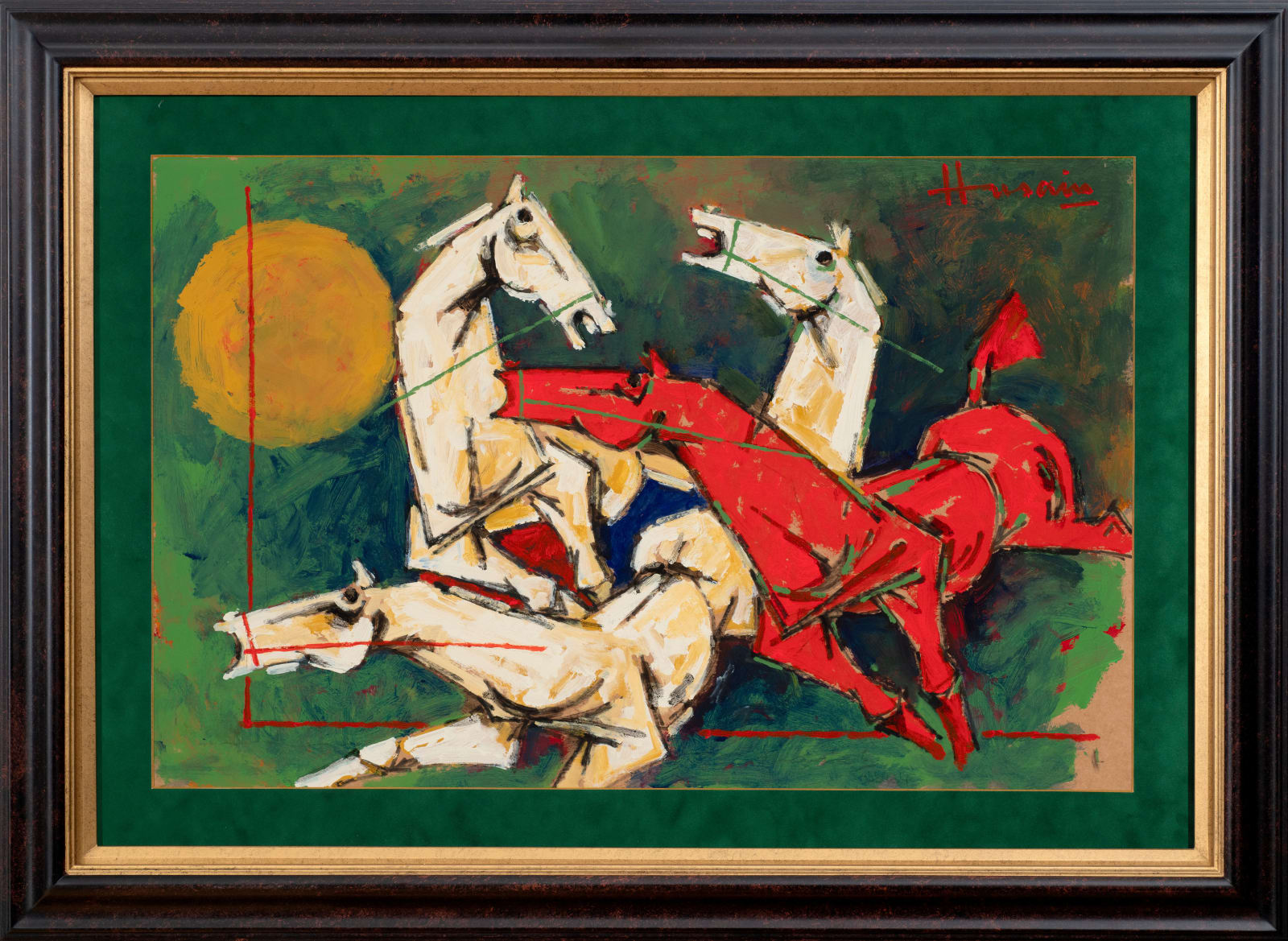 Maqbool Fida Husain, Untitled (Horses with sun), Late 1980s