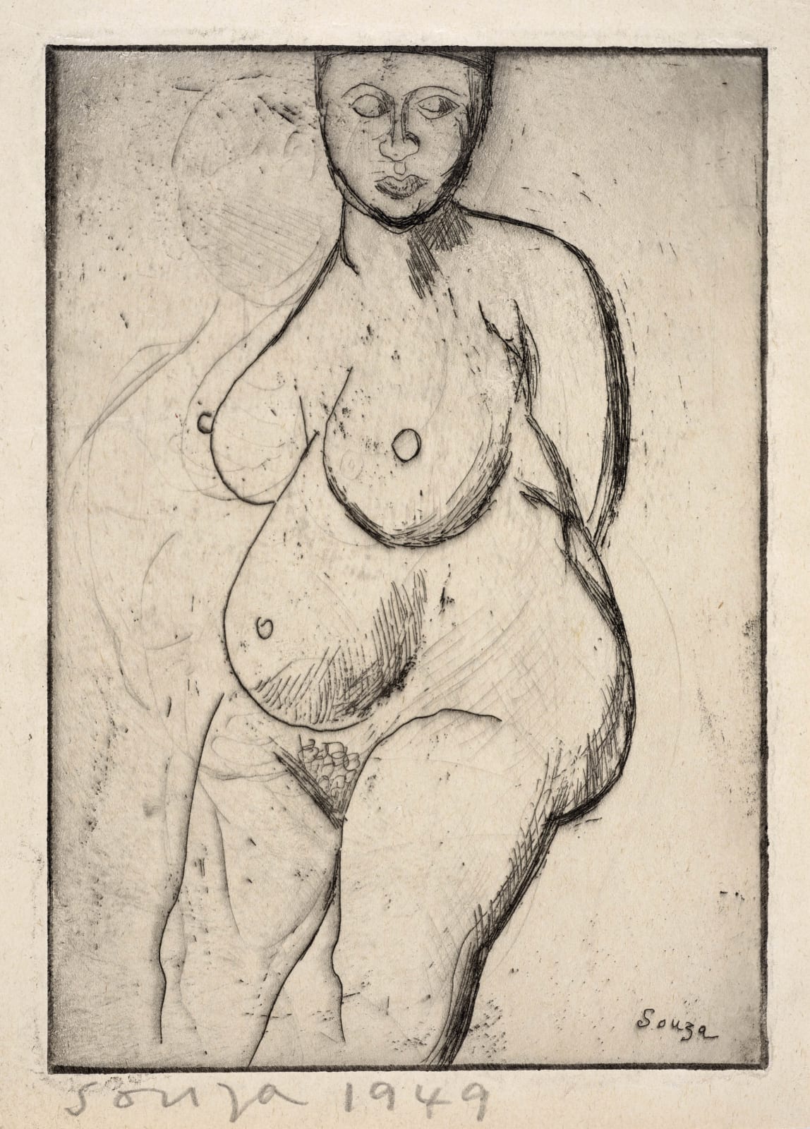 Francis Newton Souza, Untitled (Standing Nude), 1949