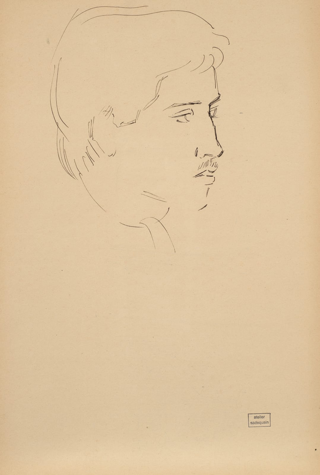 Syed Sadequain, Untitled (Portrait of a Young Man), Cactai/Figure Study (verso), circa 1963