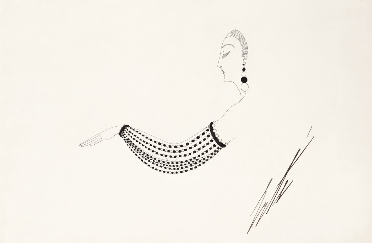 Romain de Tirtoff (Erté), Bracelet of pearls and polished jade, 1922