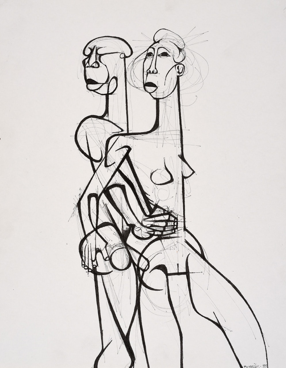 Dumile Feni, Untitled (Couple), 1985