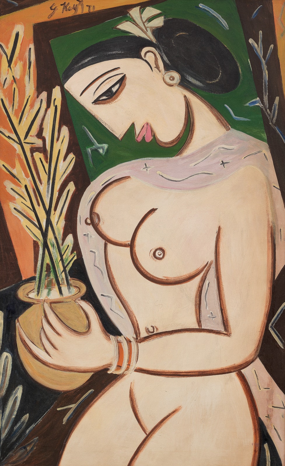 George Keyt, Untitled (Woman with a Vase), 1971