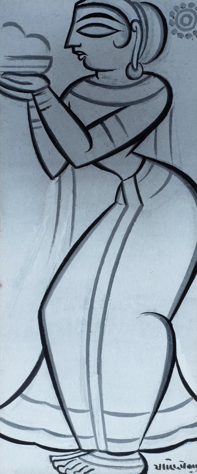 Jamini Roy, Untitled (Gopini with Offering), Circa early 1940s