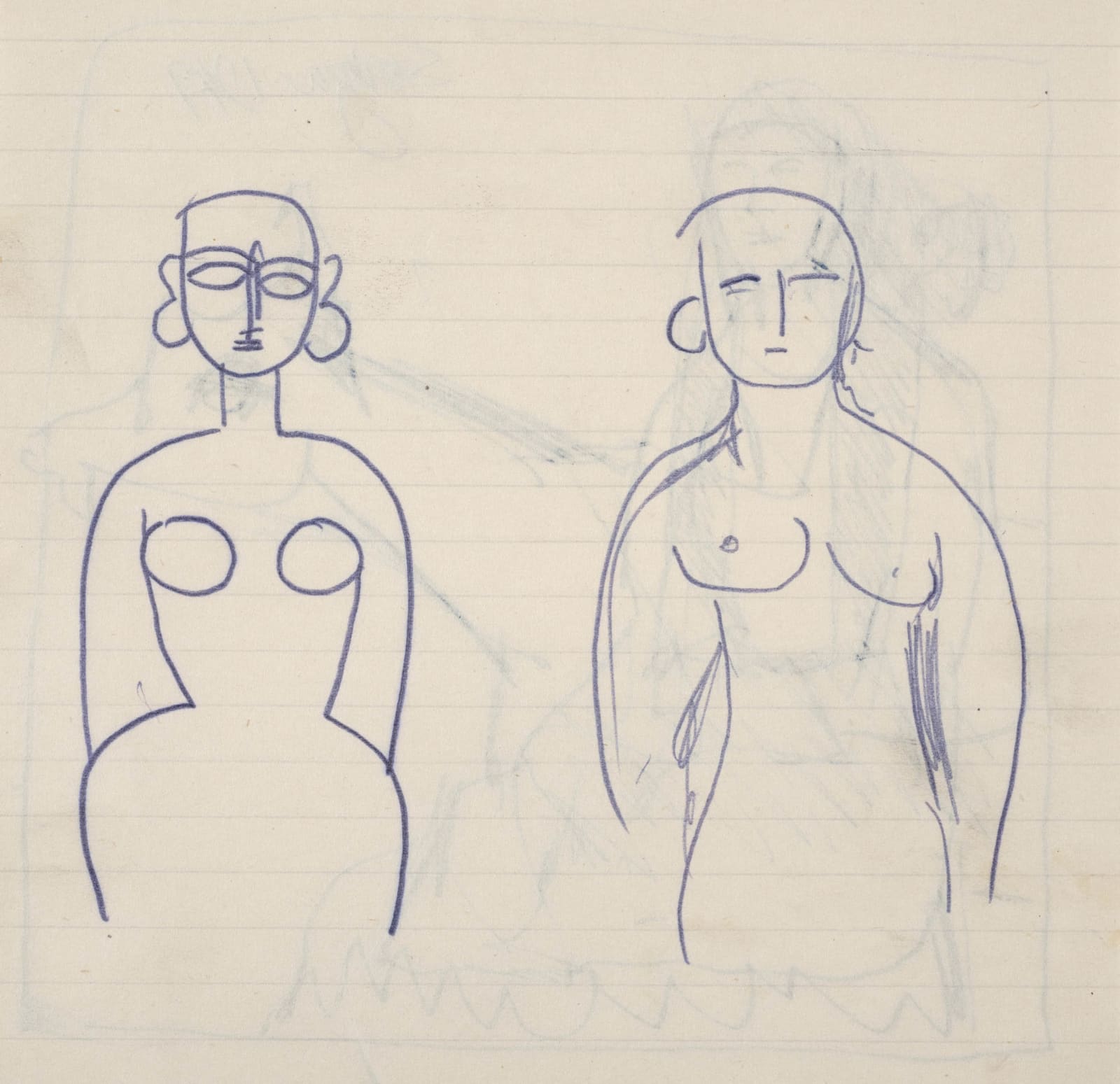 Francis Newton Souza, Untitled (Flight into Egypt, Mary on Donkey) recto; Untitled (Two figures) verso, 1949