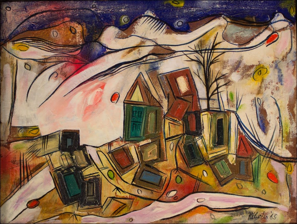 Lancelot Ribeiro, Landscape with Tumbling Houses, 1965 Grosvenor Gallery