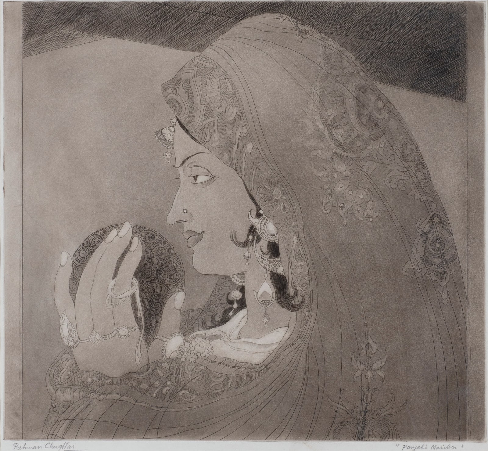 Abdur Rahman Chughtai, Punjabi Maiden, Circa 1950