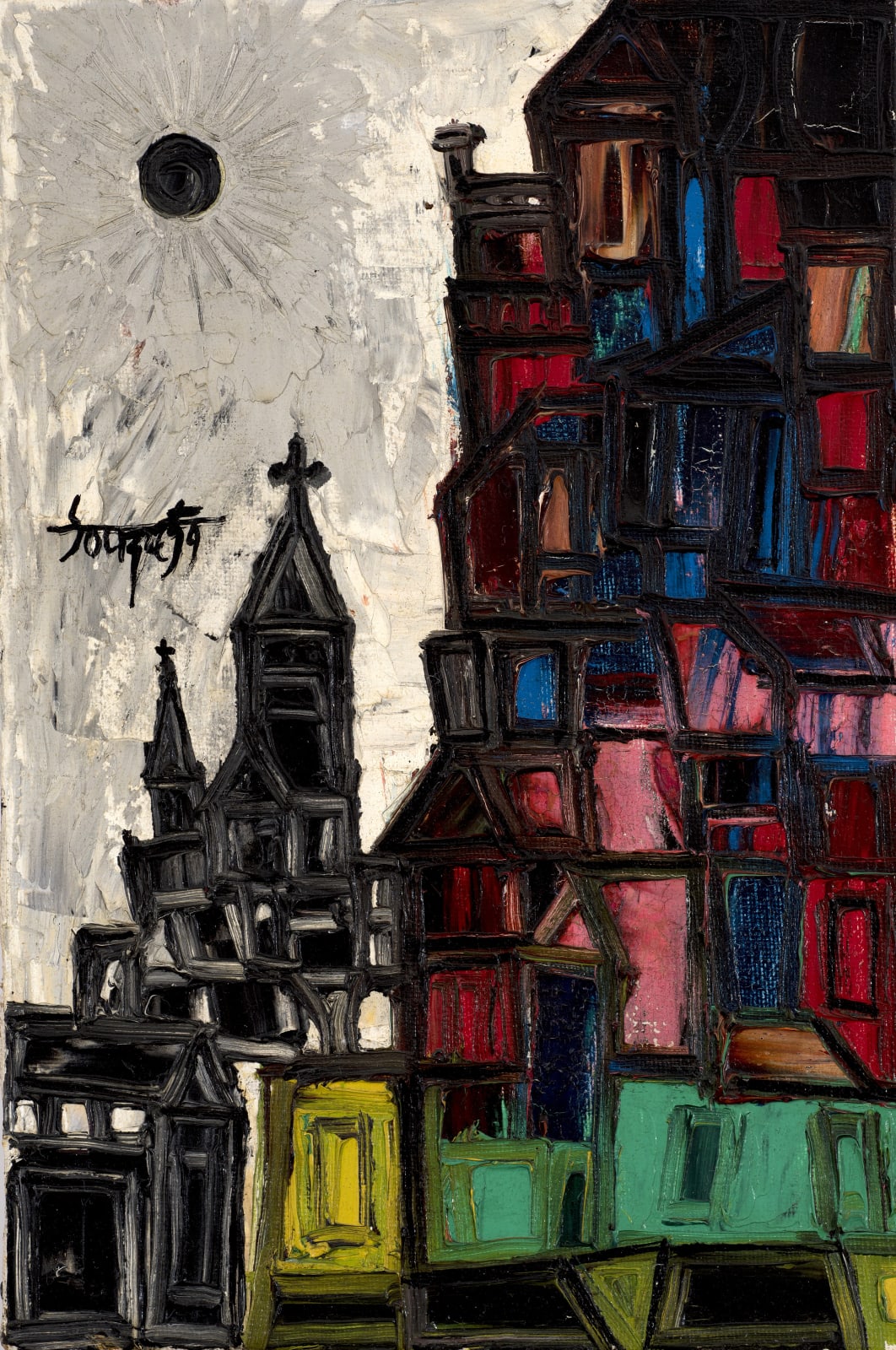 Francis Newton Souza, Landscape with Black Planet, 1959