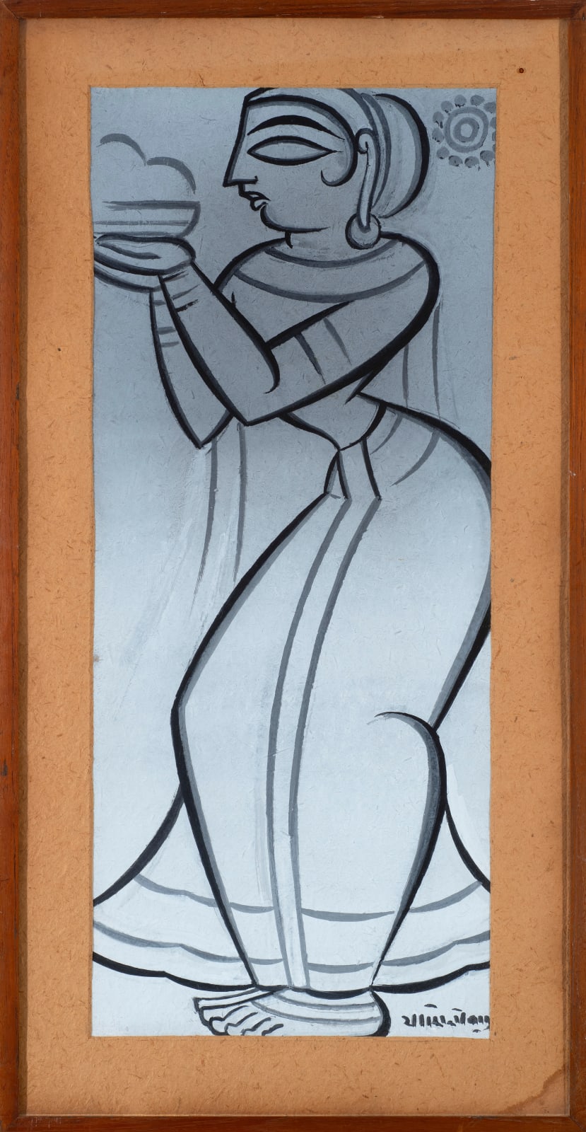 Jamini Roy, Untitled (Gopini with Offering), Circa early 1940s