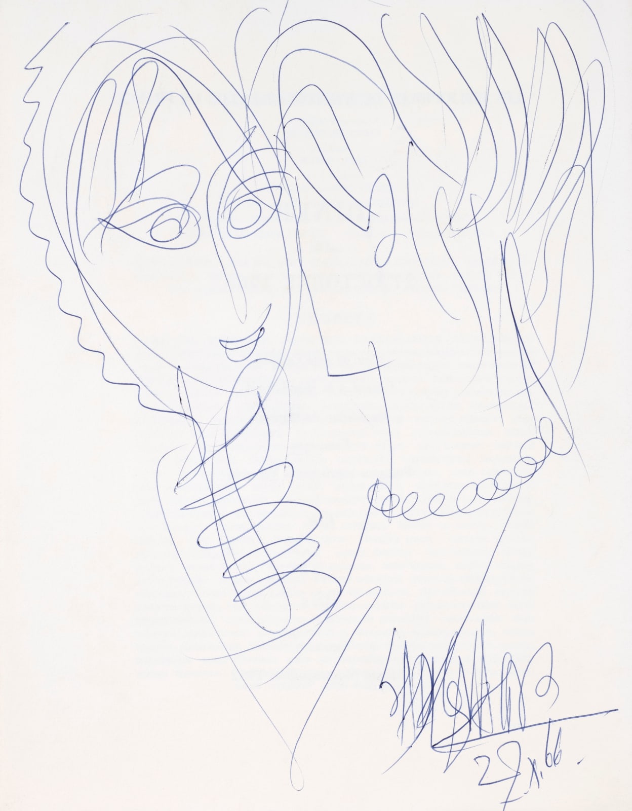 Syed Sadequain, Untitled (Face in a Mirror), 1966