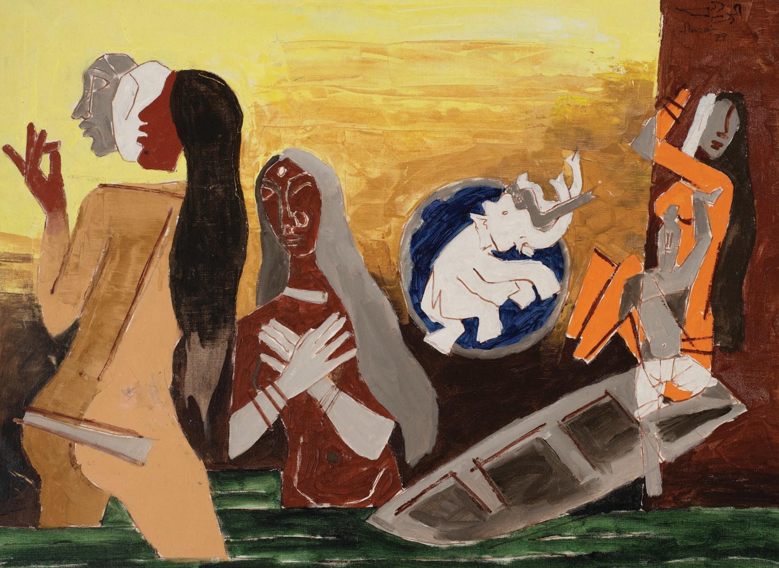 Maqbool Fida Husain, Bathers, 1979