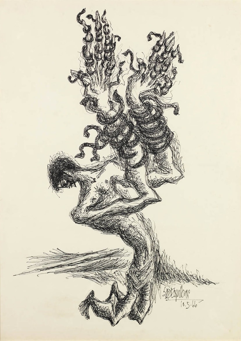 Syed Sadequain, The Webbed XVIII, 1966