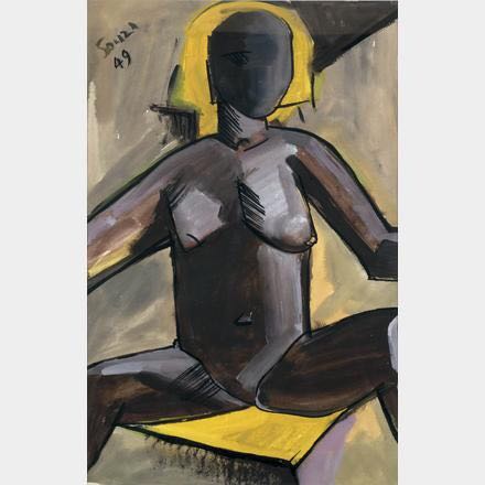 Francis Newton Souza, Seated black nude, 1949